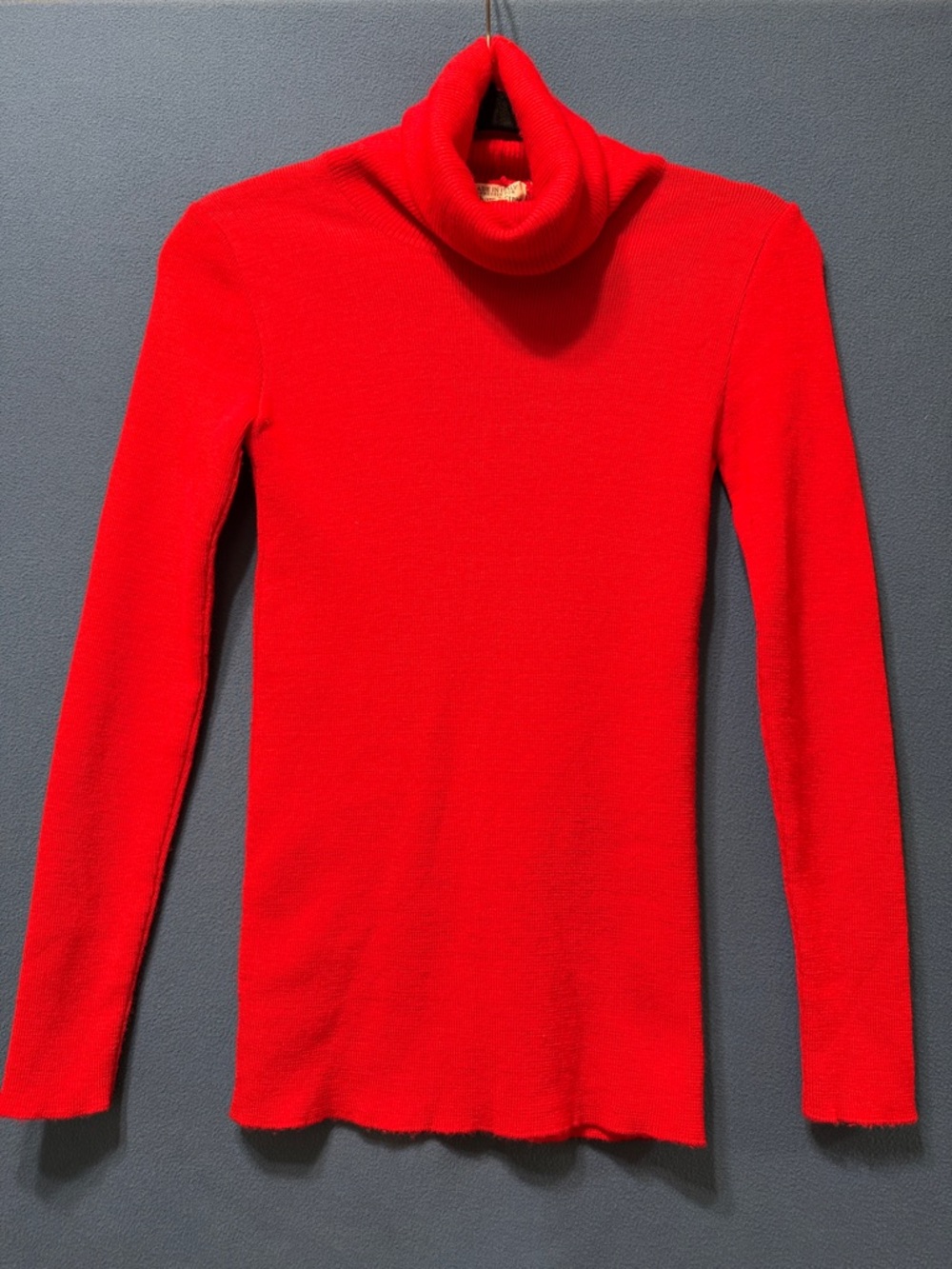 Women's Red Turtleneck Sweater - Slim Fit 100% Wool Italy